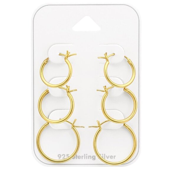 Gold Hoop Earrings Set - Picture 1 of 10